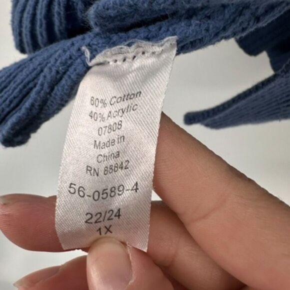 Woman Within Women's Waffle Knit Side Buttons Pullover Sweater Blue Size 1X - Picture 8 of 10